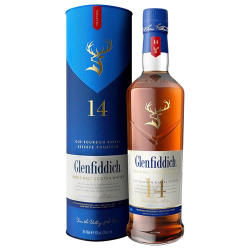 Glenfiddich 14 Year Old Bourbon Barrel Reserve Whisky 70cl - A Fusion of Scotch and Bourbon